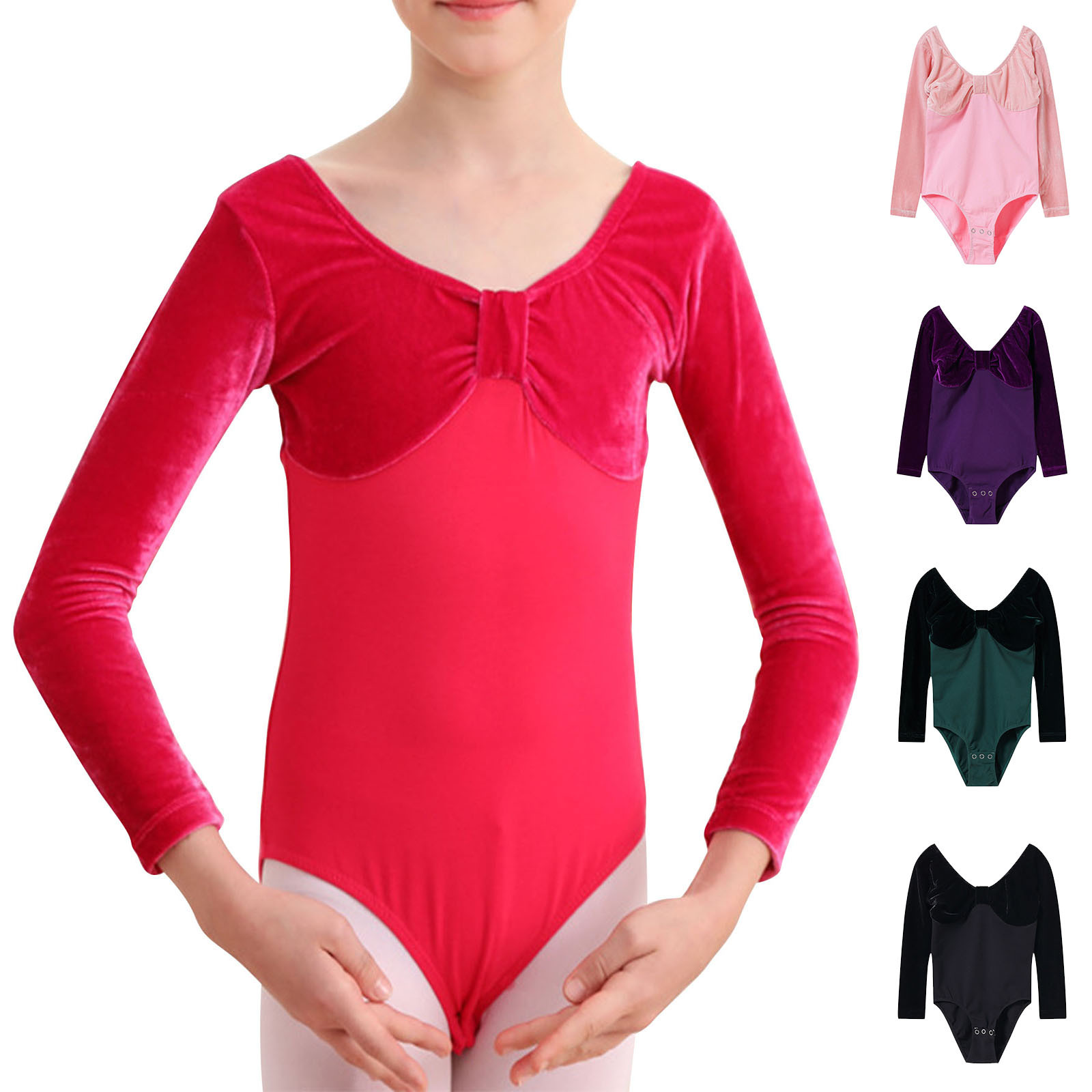 Agkizg Long Sleeve Leotards for Girls Gymnastics Kids Toddler Tumbling Outfits, Sizes 2-15 Years